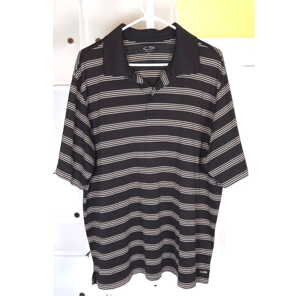 Champion Brand Polo Black, rugby stripe, size XL